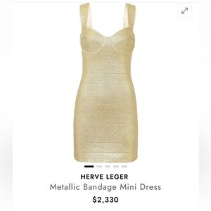 Herve Leger Metallic Gold Bandage Dress